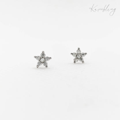 sterling silver tiny flower stud earrings