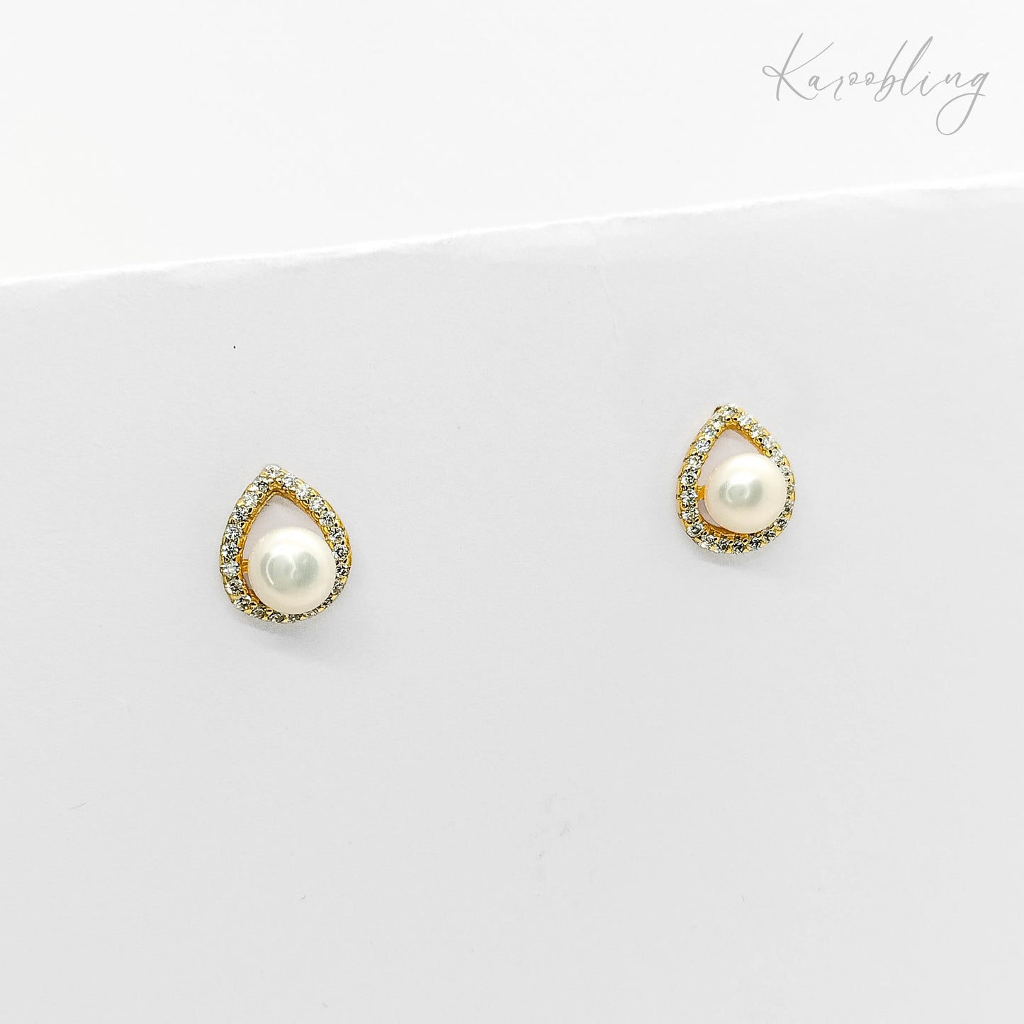 sterling silver gold plated pearl stud earrings