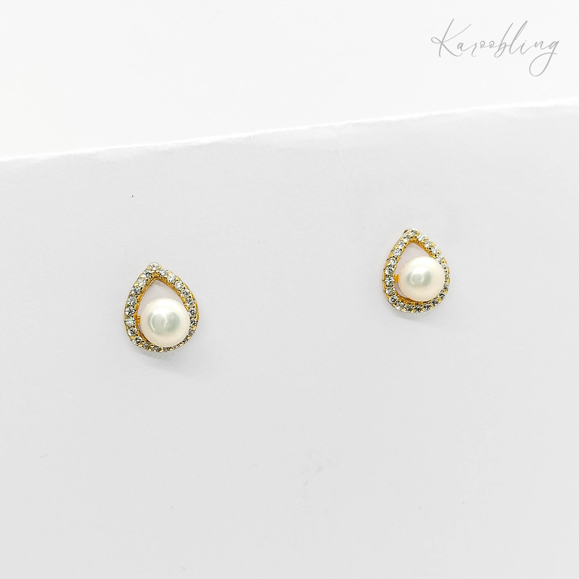 sterling silver gold plated pearl stud earrings