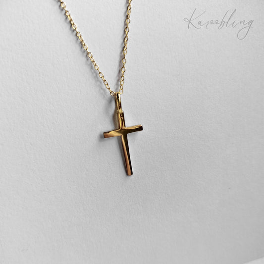 Sterling Silver Graceful Cross Necklace - Gold Plated