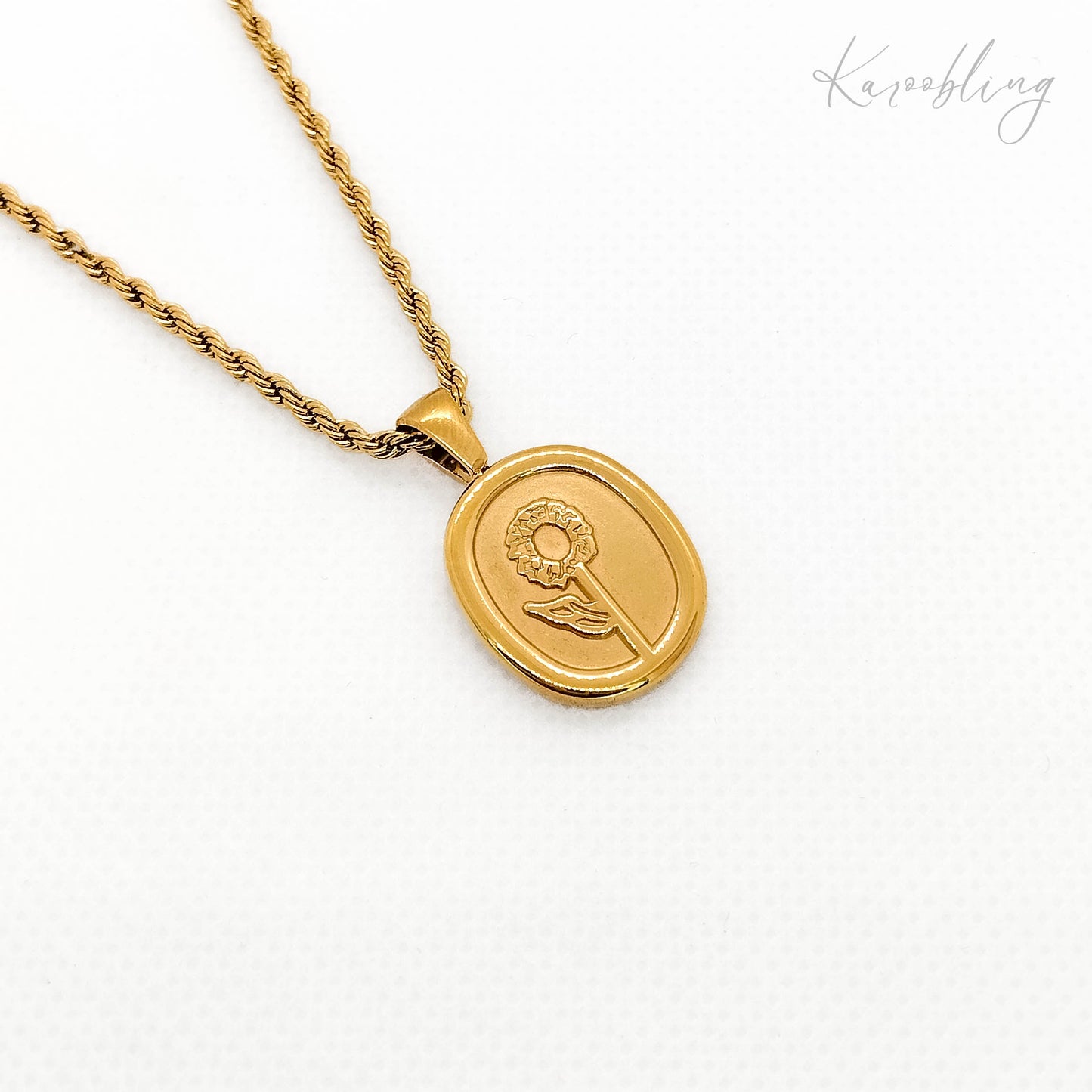 sunflower disk pendant gold-plated (water & tarnish proof)