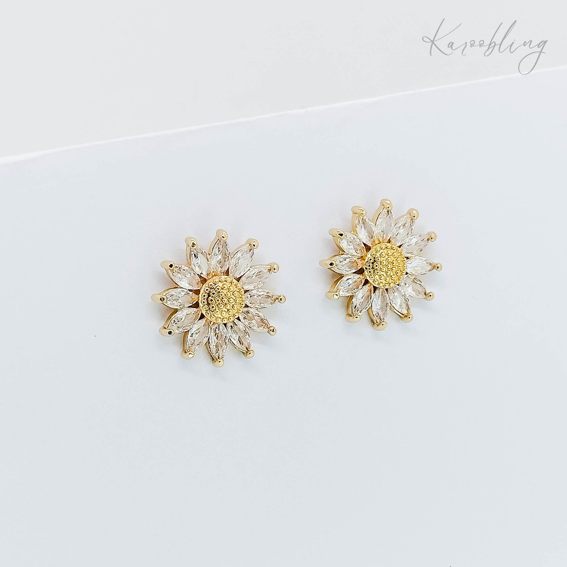 sunflower stud earrings gold