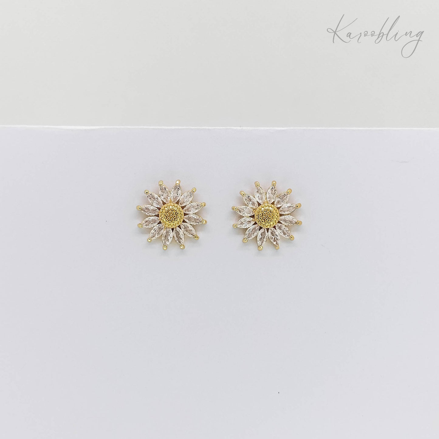 sunflower stud earrings gold plated