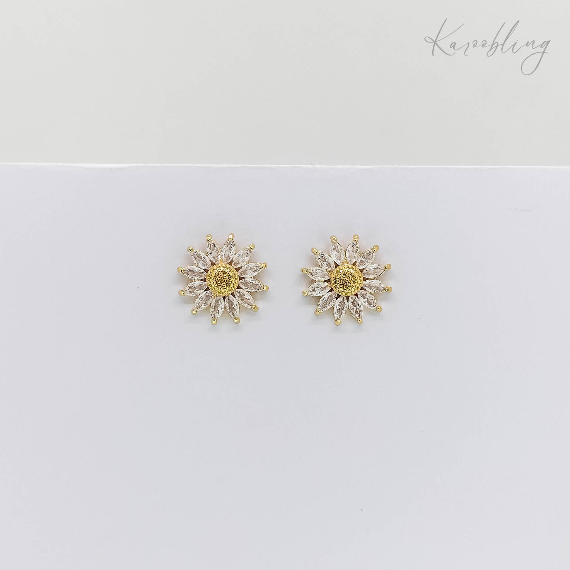 sunflower stud earrings gold plated