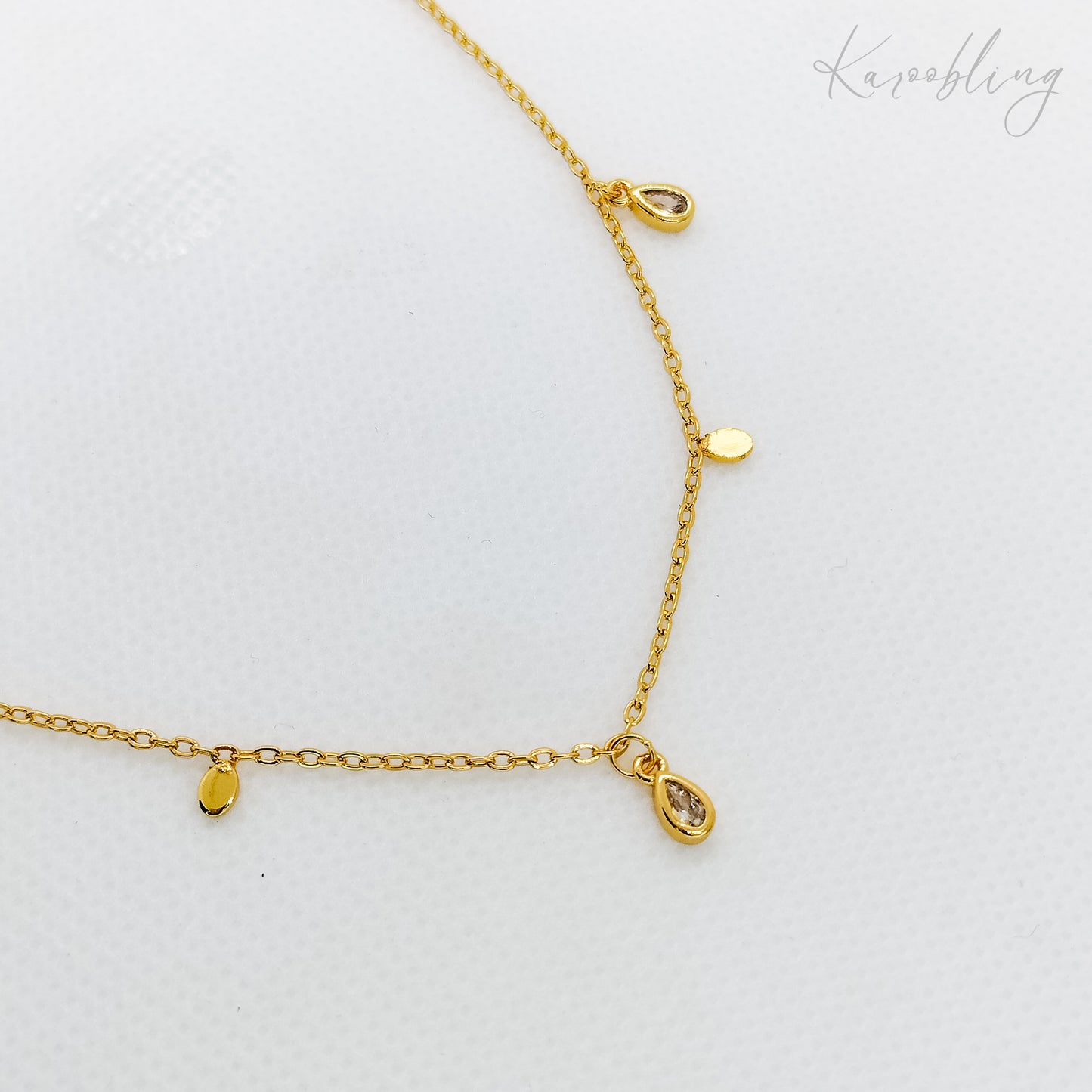 teardrop charms necklace gold plated