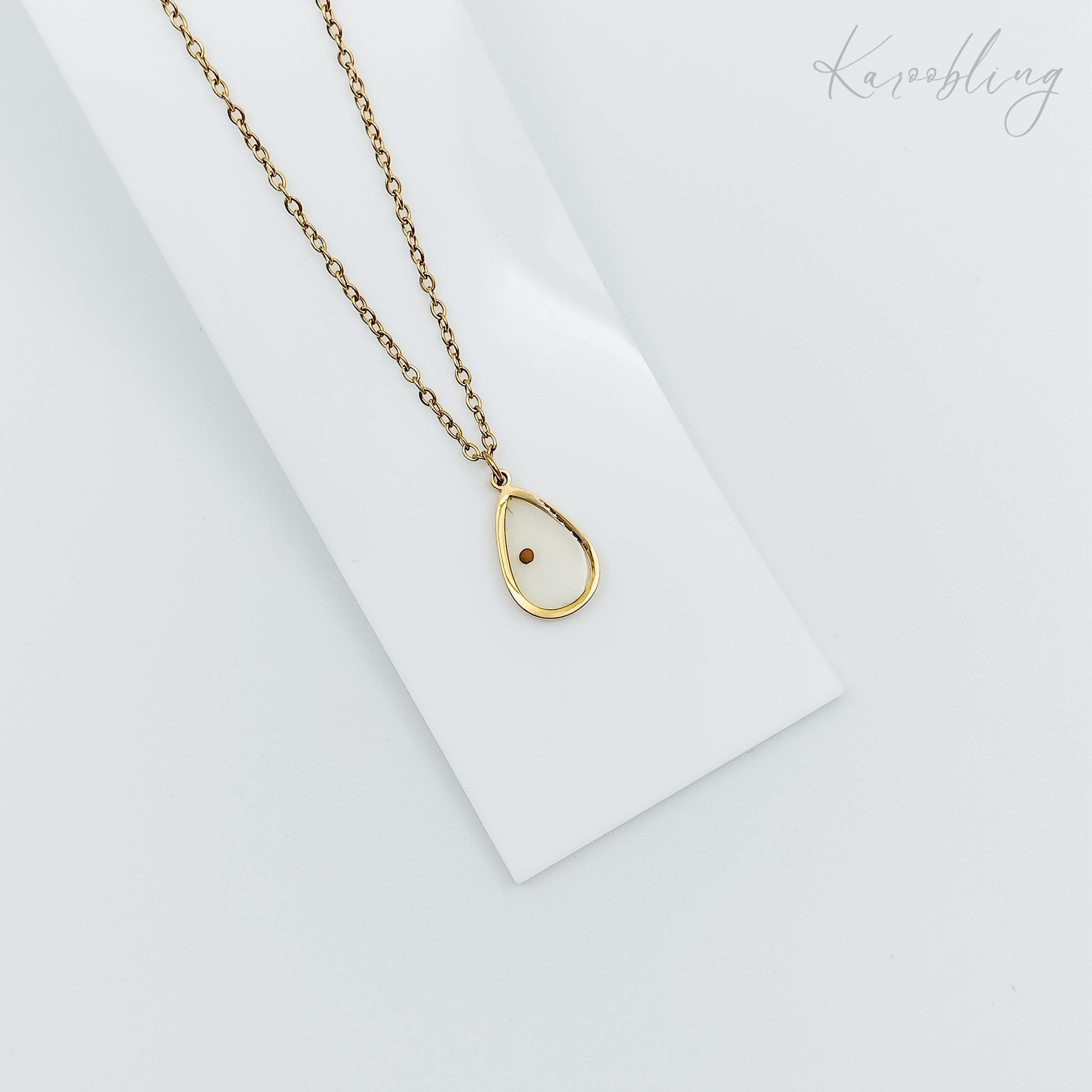 teardrop mustard seed necklace gold plated (water & tarnish proof)