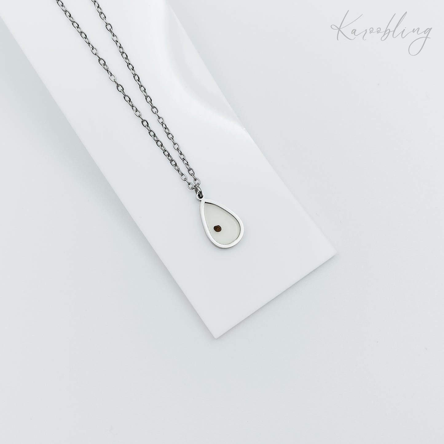 teardrop mustard seed necklace silver plated (water & tarnish proof)
