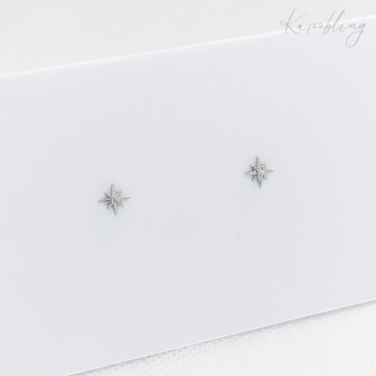 Sterling Silver Teeny Tiny Northern Star Stud Earrings