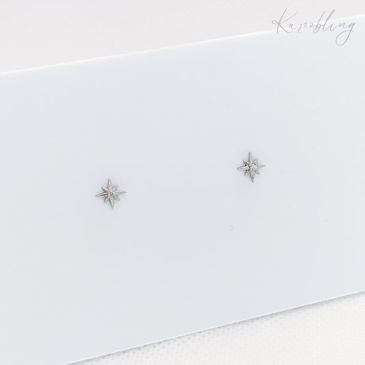 Sterling Silver Teeny Tiny Northern Star Stud Earrings