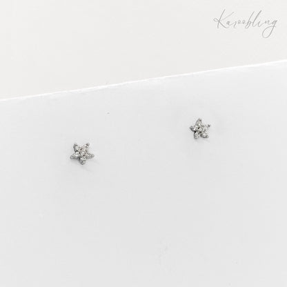 tiny flower stud earrings sterling silver