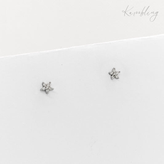 tiny flower stud earrings sterling silver