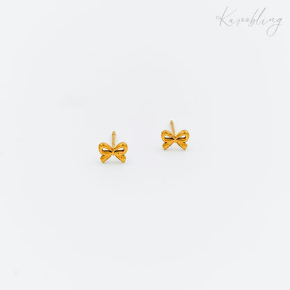 tiny gold plated bow stud earrings (water & tarnish proof)