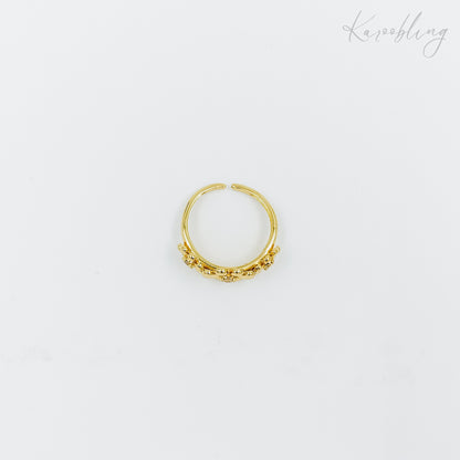 triple flower ring gold plated (water & tarnish proof)