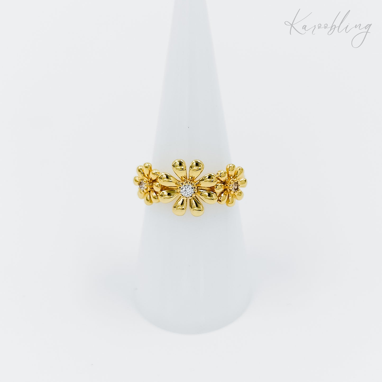 triple gold plated flower ring (water & tarnish proof)