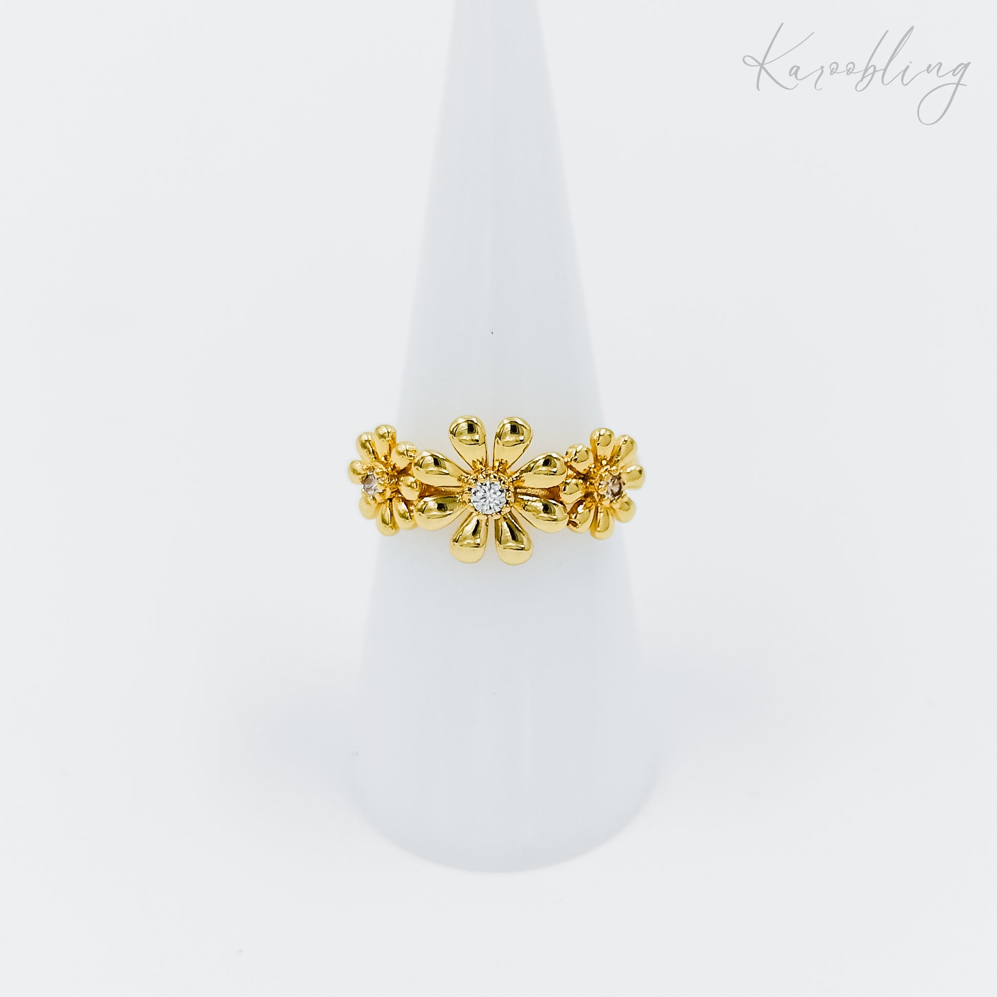 triple gold plated flower ring (water & tarnish proof)