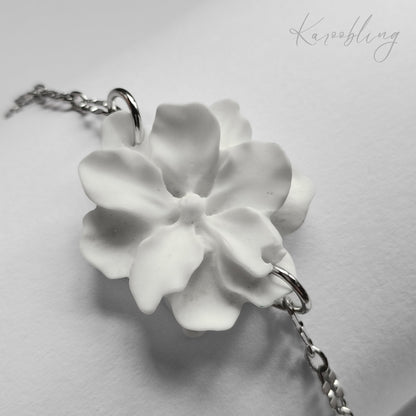 White Floral Bracelet - close up