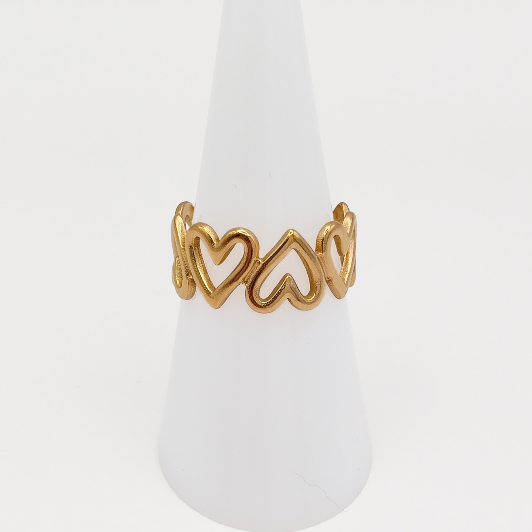 Adjustable gold plated heart ring, waterproof and tarnish resistant