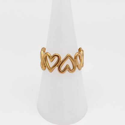 Adjustable gold plated heart ring, waterproof and tarnish resistant