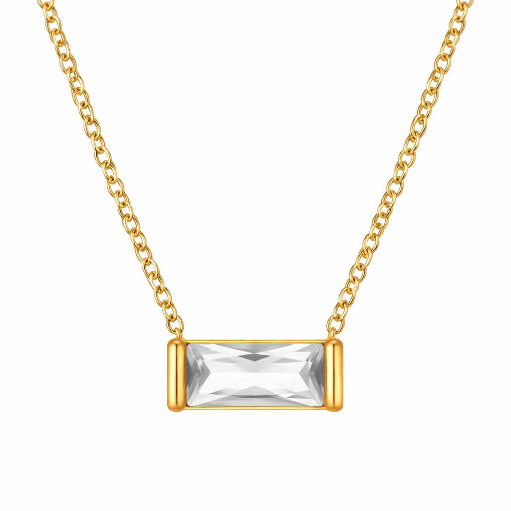 april 18k gold plated birthstone pendant necklace (water and tarnish proof)