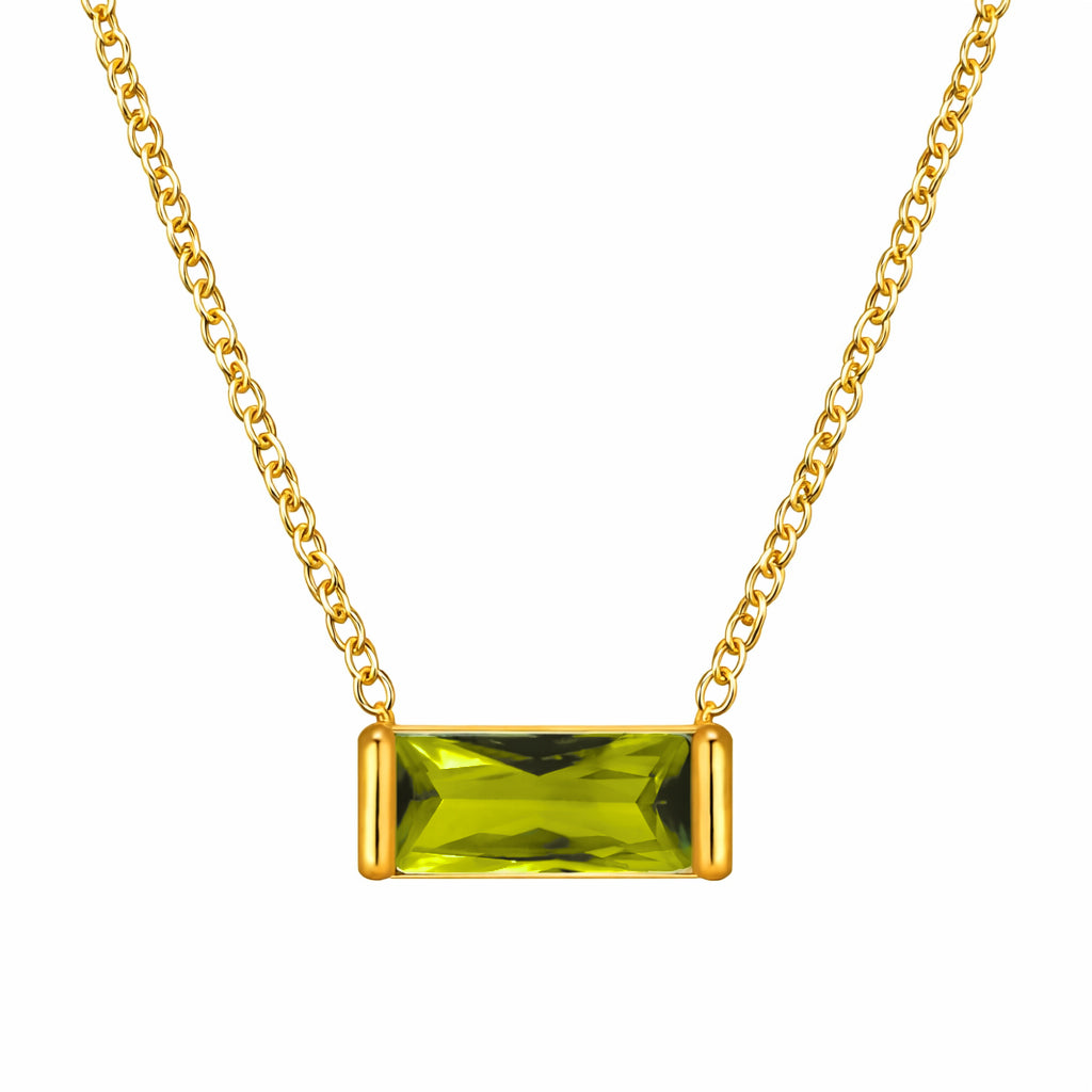 ai of august 18k gold plated birthstone pendant necklace (water and tarnish proof)