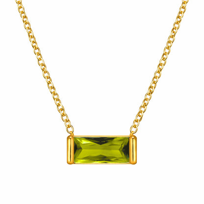 ai of august 18k gold plated birthstone pendant necklace (water and tarnish proof)