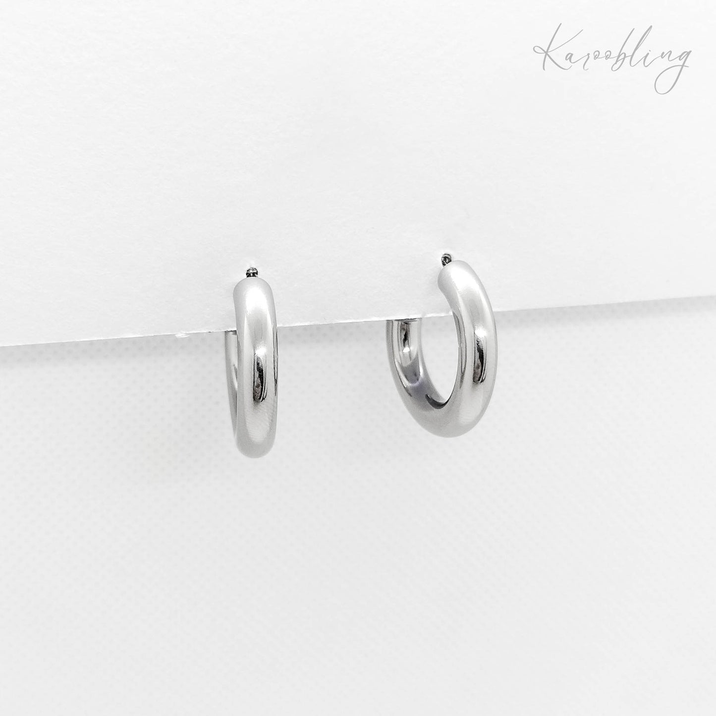 chunky silver plated c hoop earrings, waterproof and tarnish resistant