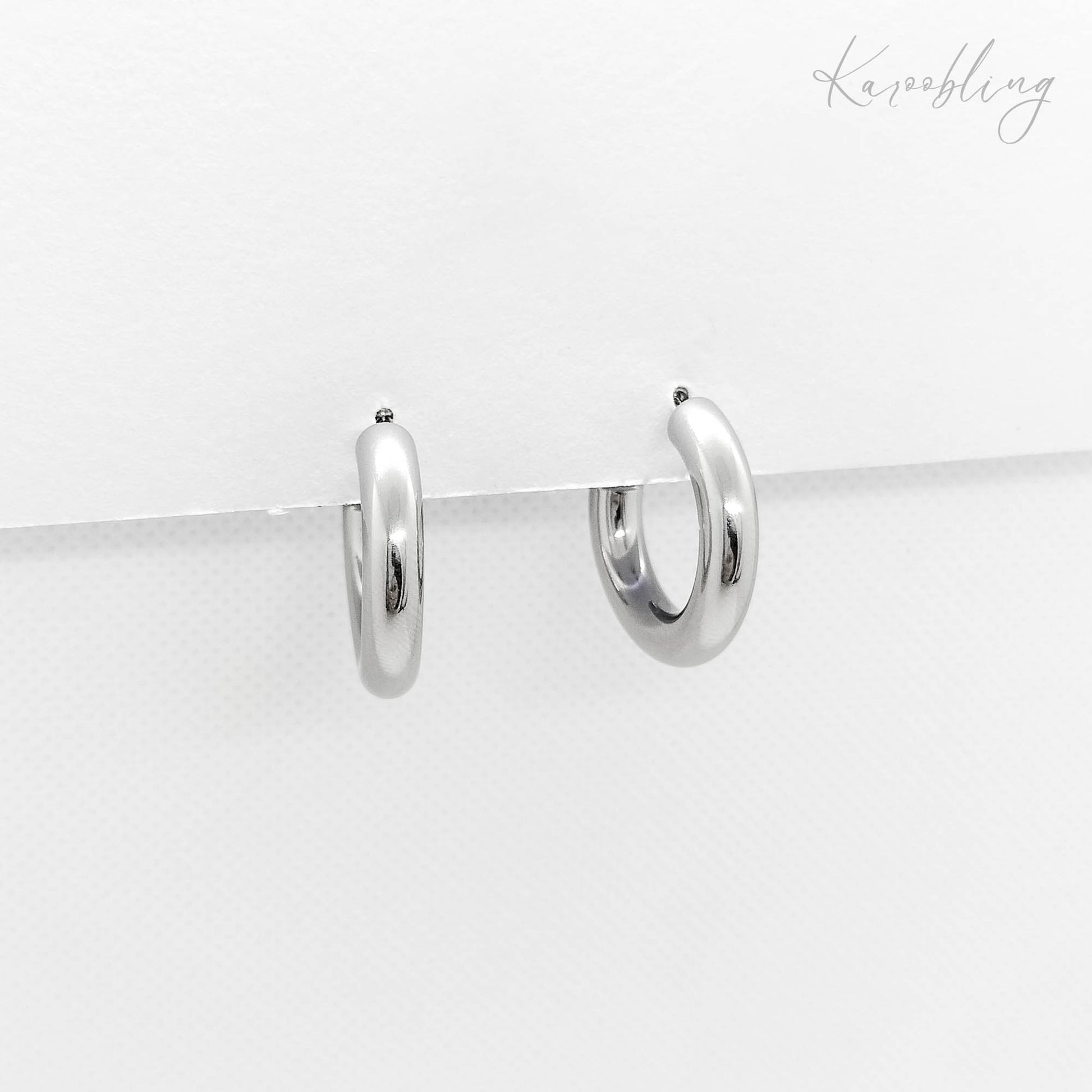 chunky silver plated c hoop earrings, waterproof and tarnish resistant