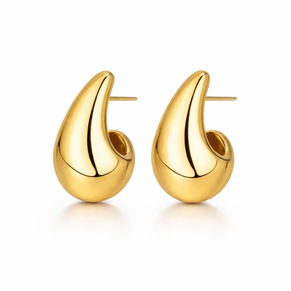 Chunky teardrop stud earrings in gold plated finish