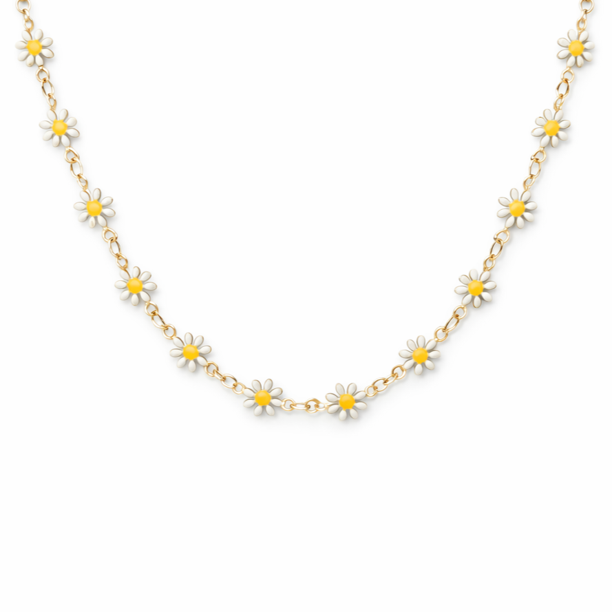 Daisy chain necklace, fashion jewellery packshot