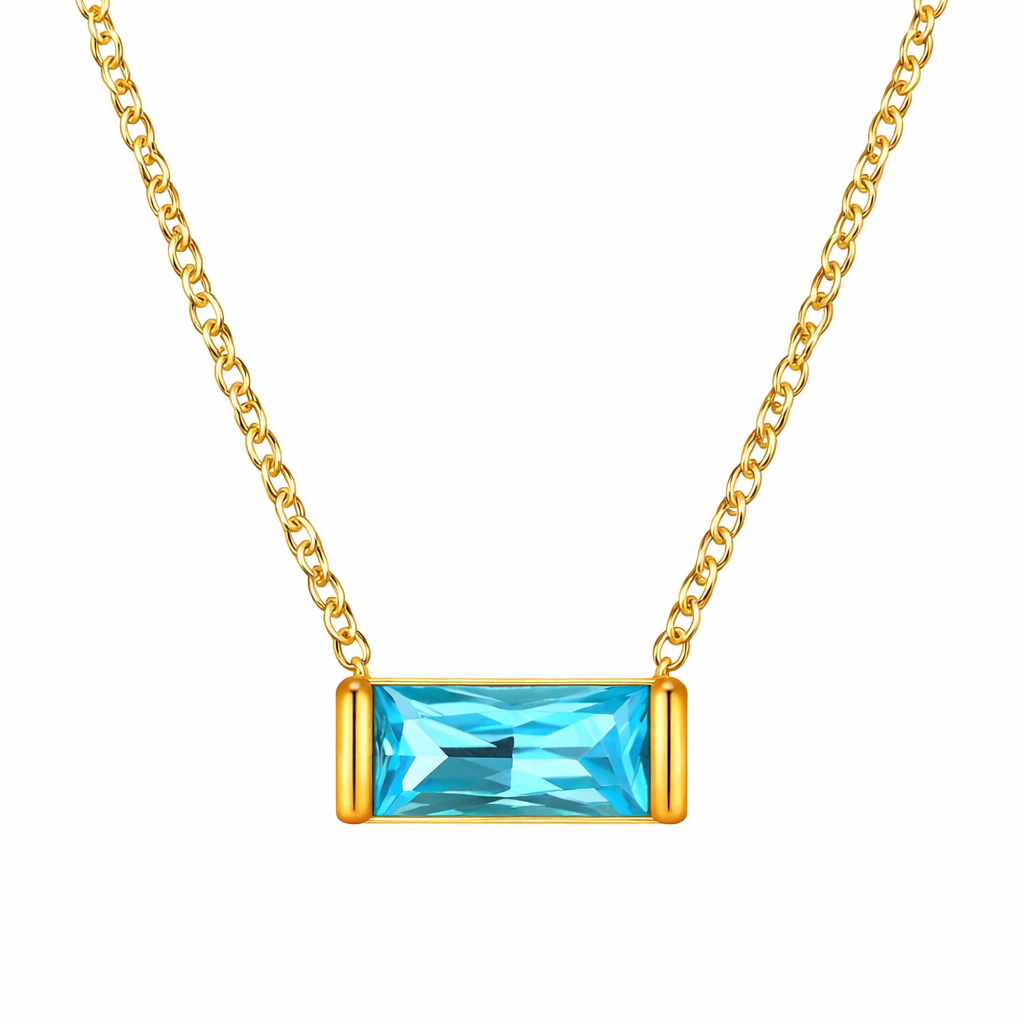 december 18k gold plated birthstone pendant necklace (water and tarnish proof)