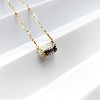 february 18k gold plated birthstone pendant necklace, water and tarnish proof
