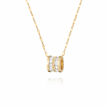 gold plated baguette pendant necklace, water & tarnish proof packshot