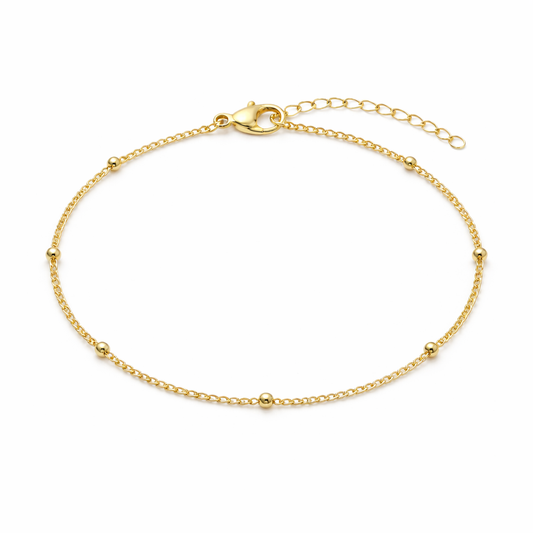 gold plated beaded chain bracelet (water & tarnish proof)