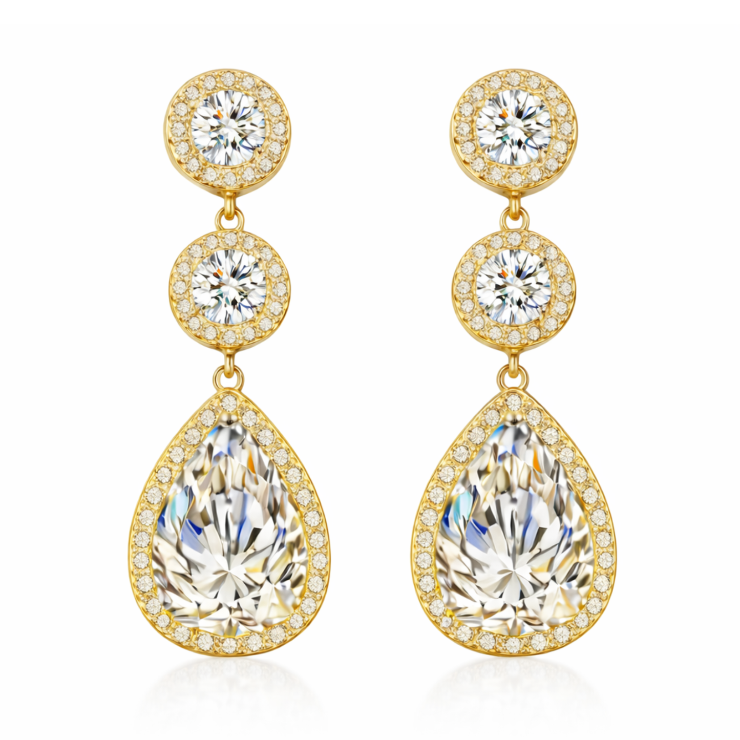 Gold plated bridal cubic zirconia drop earrings - fashion jewellery