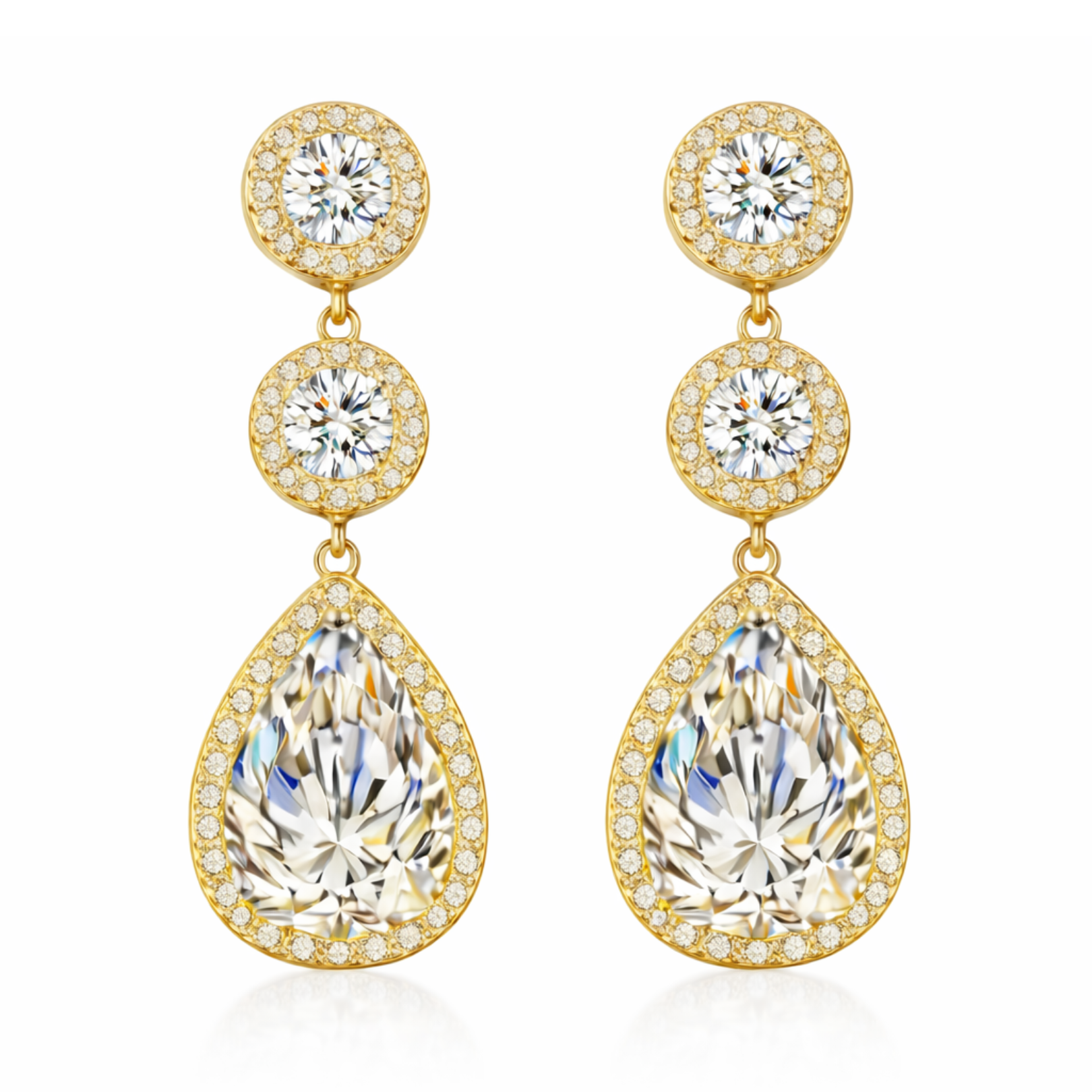 Gold plated bridal cubic zirconia drop earrings - fashion jewellery