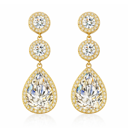 Gold plated bridal cubic zirconia drop earrings - fashion jewellery