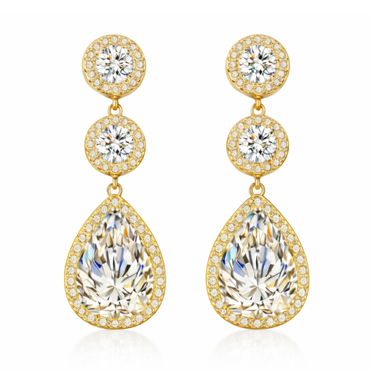 Gold plated bridal cubic zirconia drop earrings - fashion jewellery