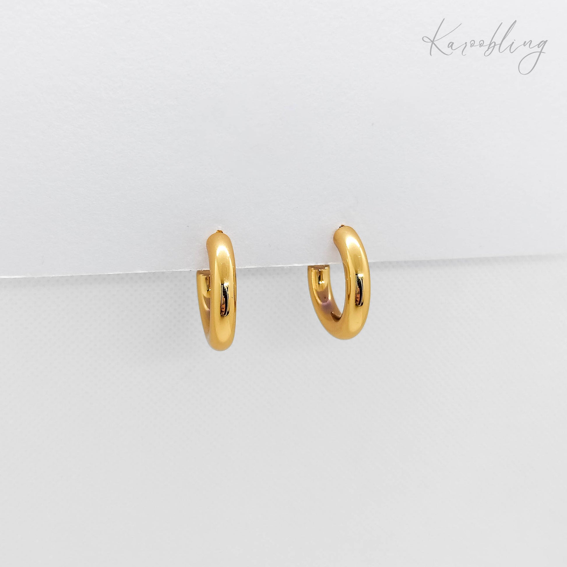 gold plated chunky c hoop earrings, waterproof and tarnish resistant
