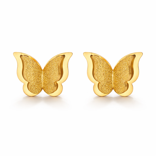 gold plated glitzy butterfly earrings waterproof and tarnish resistant