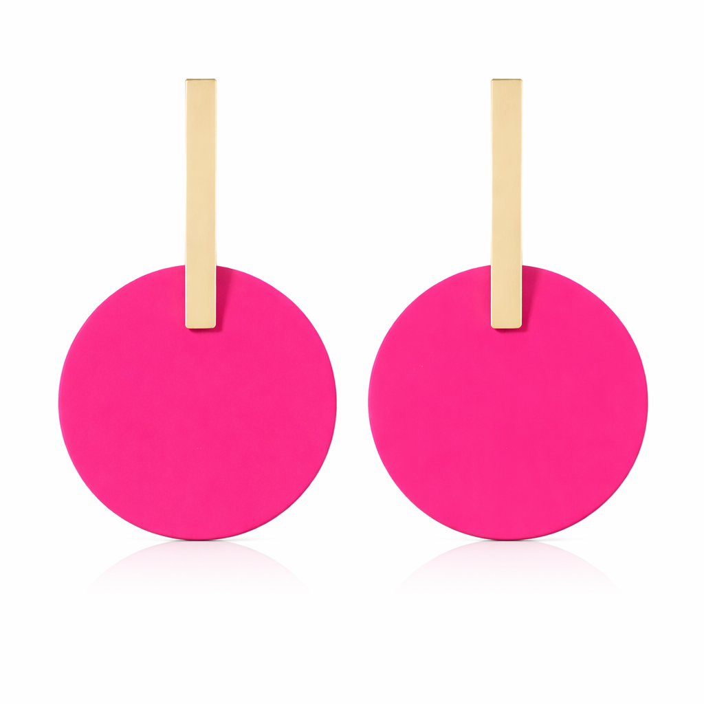 gold plated hot pink dangle earrings fashion jewellery