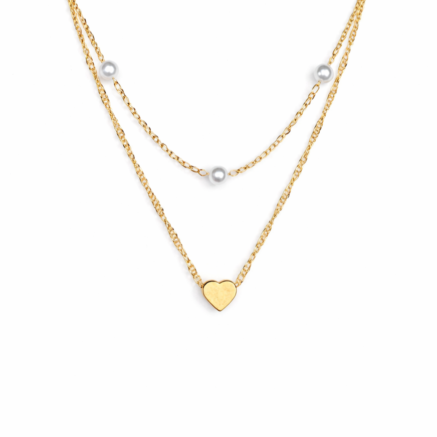 Gold Plated Layered Pearl Necklace, fashion jewellery packshot
