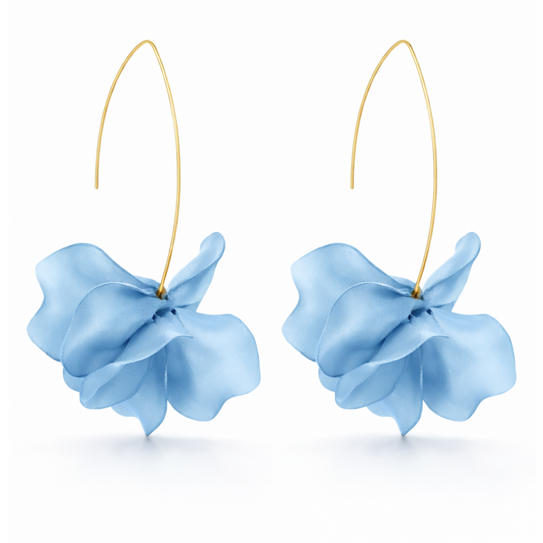 gold plated light blue flower dangle earrings fashion jewellery