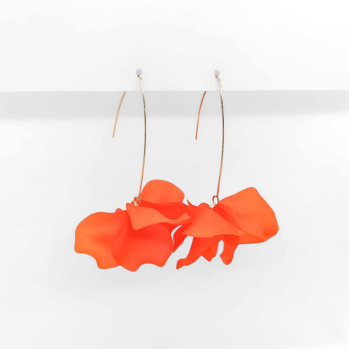 Gold Plated Orange Flower Dangle Earrings