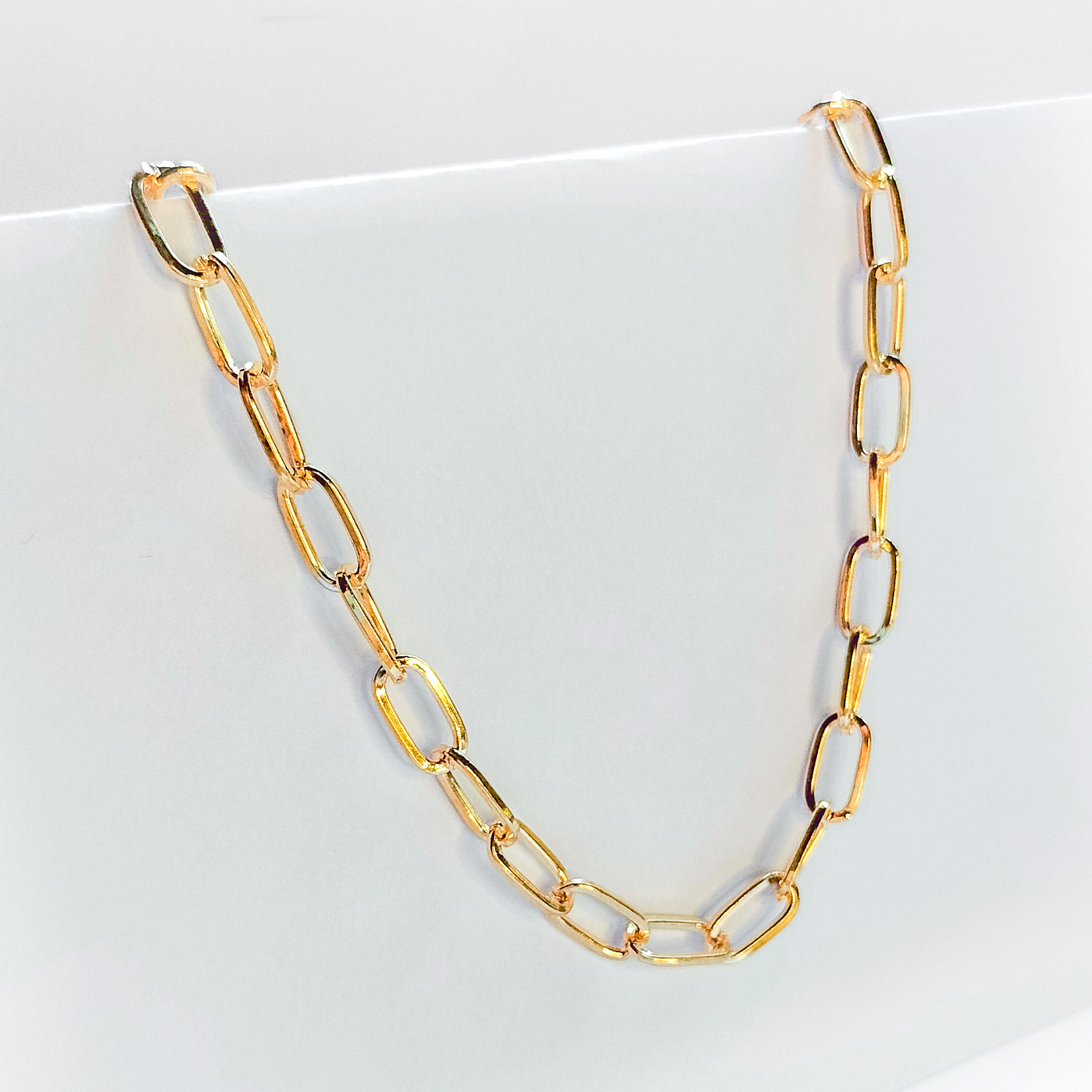 gold plated paperclip chain necklace, fashion jewellery