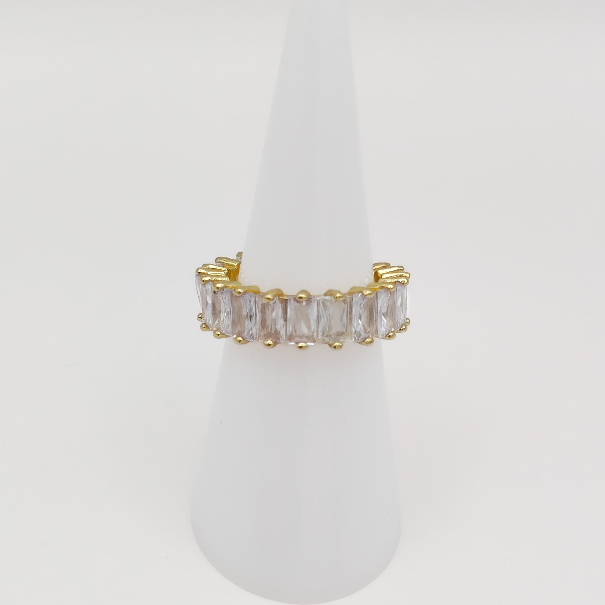 gold plated paved ring, waterproof and tarnish resistant