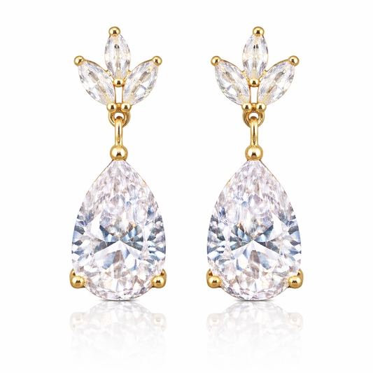 Pear Cut Cubic Zirconia Bridal Drop Earrings