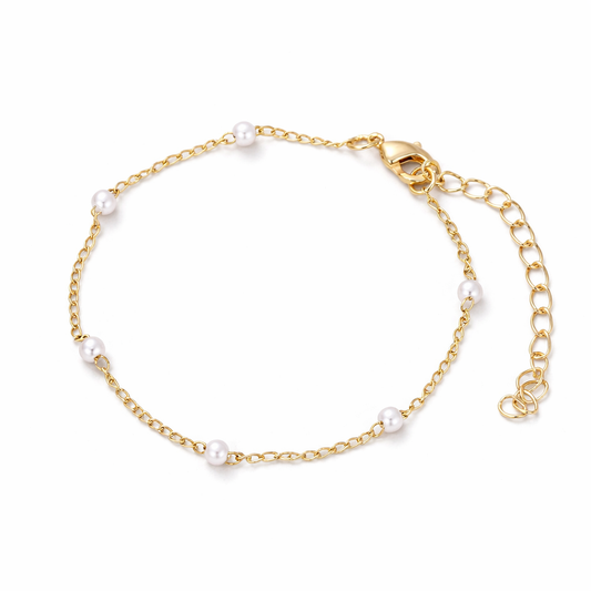 gold plated pearl chain bracelet, fashion jewellery