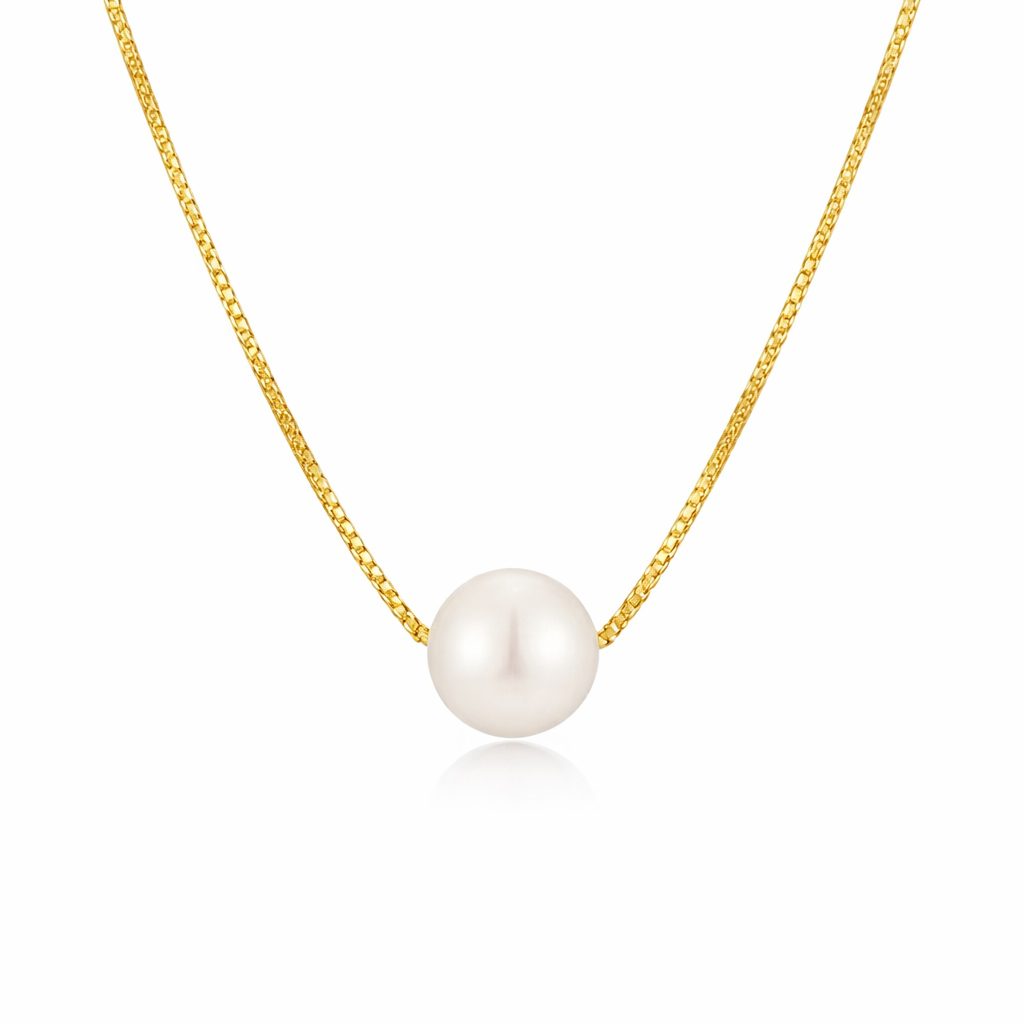 gold plated pearl pendant necklace, fashion jewellery packshot
