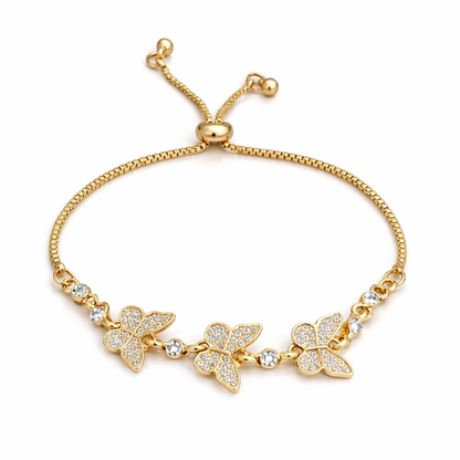 gold plated rhinestone butterfly bracelet, fashion jewellery packshot