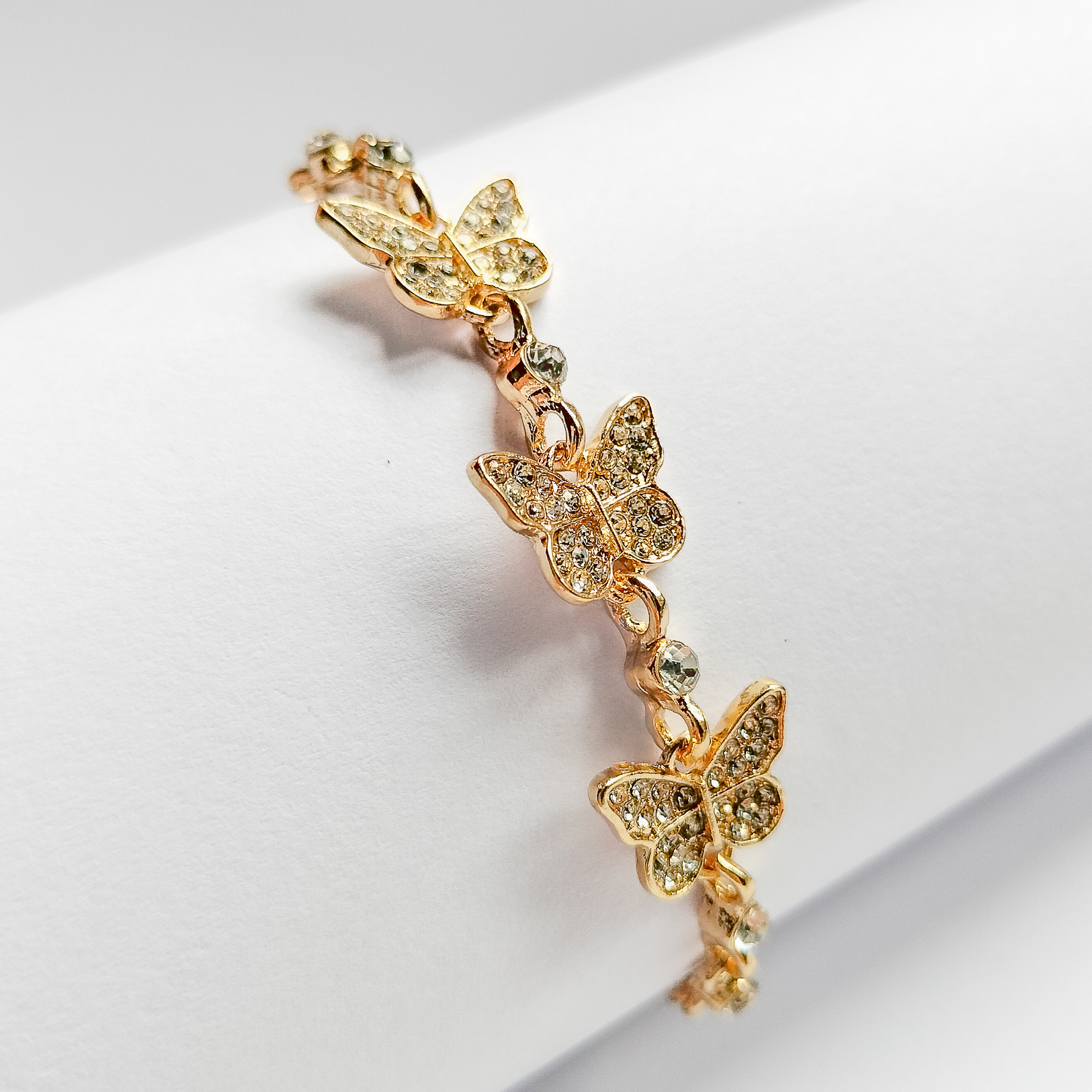 gold plated rhinestone butterfly bracelet, fashion jewellery